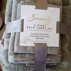 Serenity 6-Piece Taupe Solid Cotton Bath Towel Set
